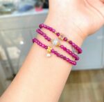 Ruby cắt giác mix charm bạc xi vàng